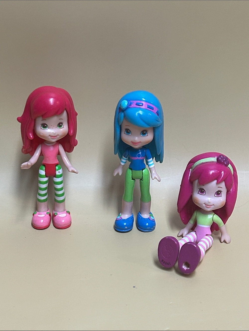 2008 STRAWBERRY SHORTCAKE 3" Mini Figure Doll Toy By Hasbro- Lot Of 3 Dolls